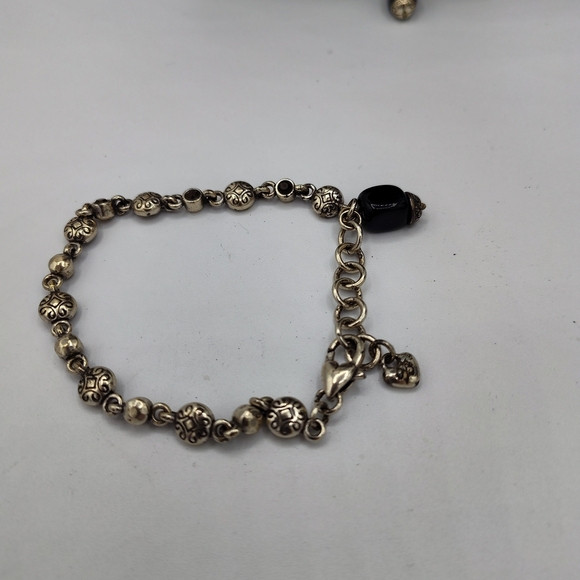 RETIRED VINTAGE Brighton Rigoletto Silvertone And Black Crystal Set - Picture 2 of 6